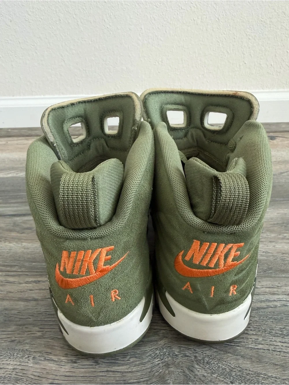Jordan Kids Olive Green and Orange Camo Sneakers